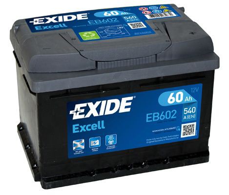 Exide 60AH Accu EB602 Batterij 540A Excell 12V Loodaccu B13 ( +R ) 242X175X175