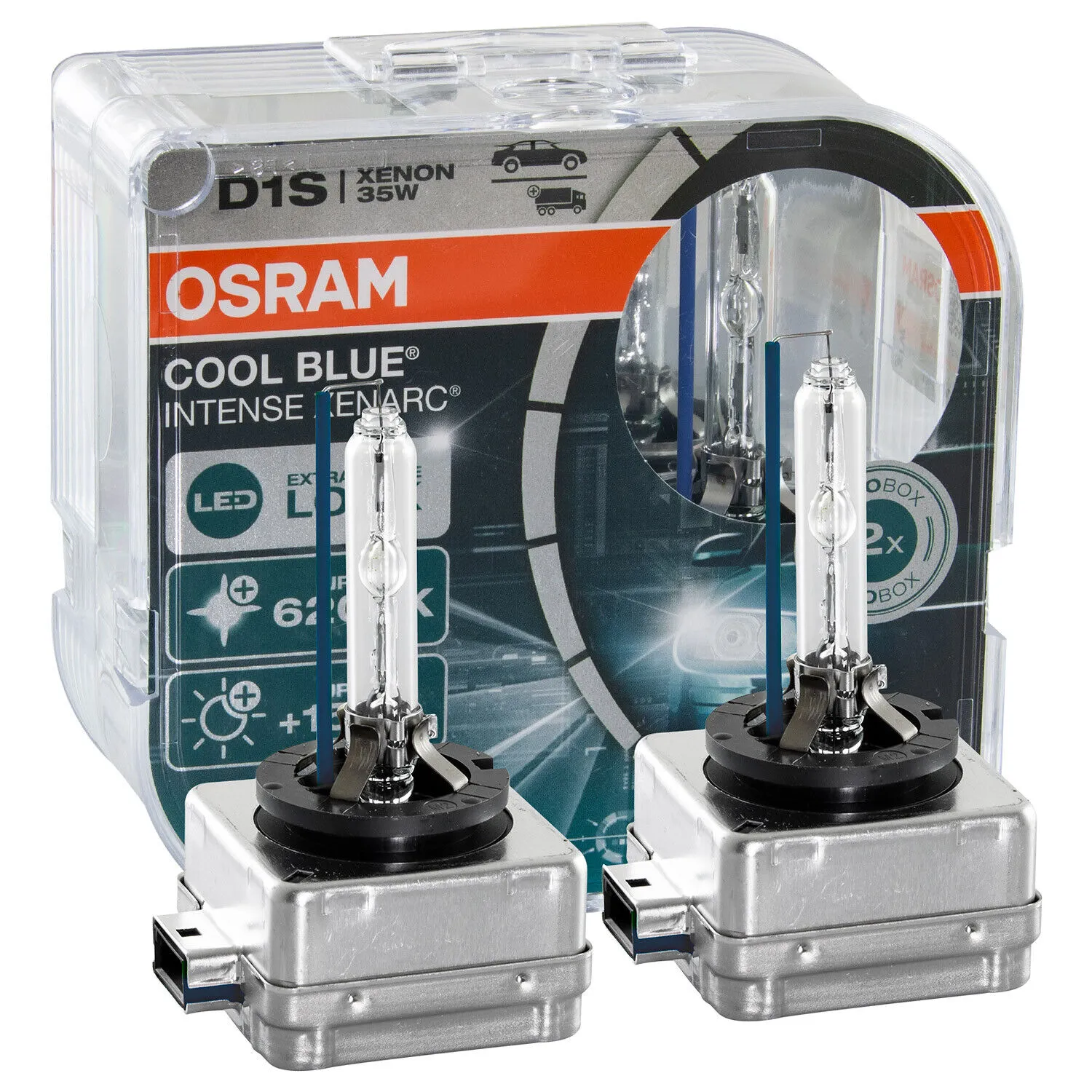 Osram D1S Cool Blue Intense XENARC Next Gen 85V 35W +150% 6200K Duobox Xenon 