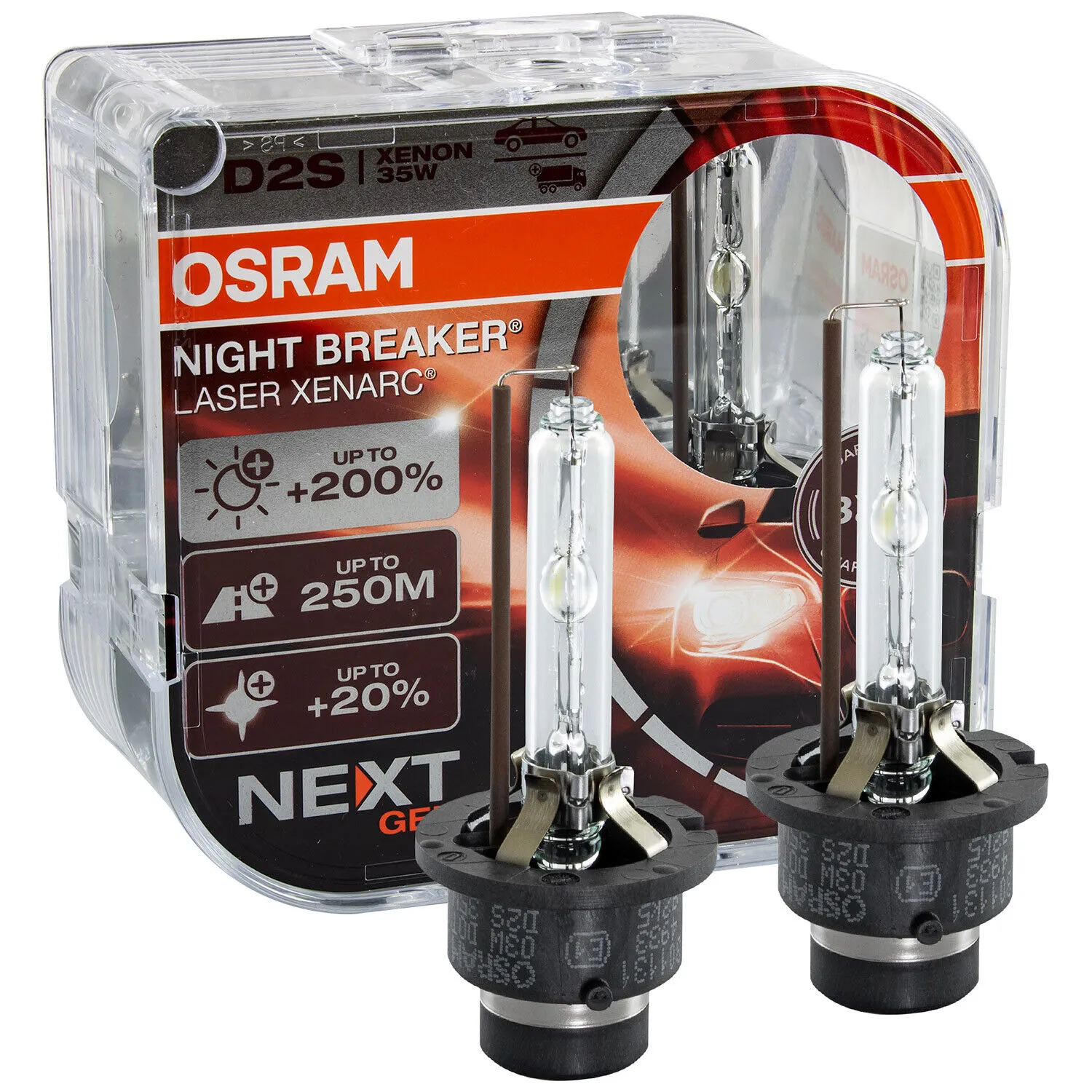 Osram D2S Night Breaker Laser Xenarc Xenon 35W 85V 4500K  66240XNN-HCB Duo Pack New Gen 220%