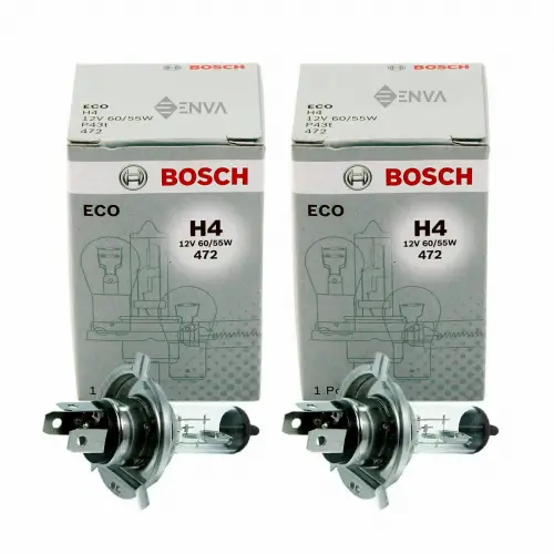 2x Bosch SET H4 lamp 12V 60/55W P43T 472  1987302803 BOSCH