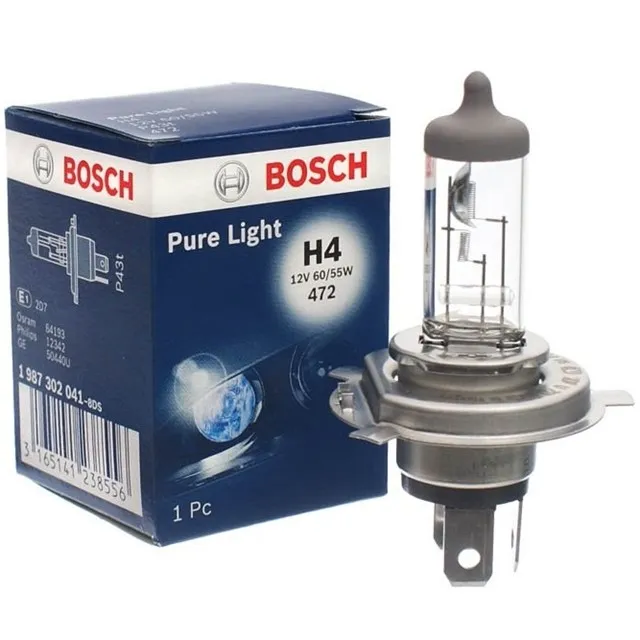 Bosch H4 Lamp 12V 60/55W Pure Light Bosch 1987302041 P43T 3165141238556