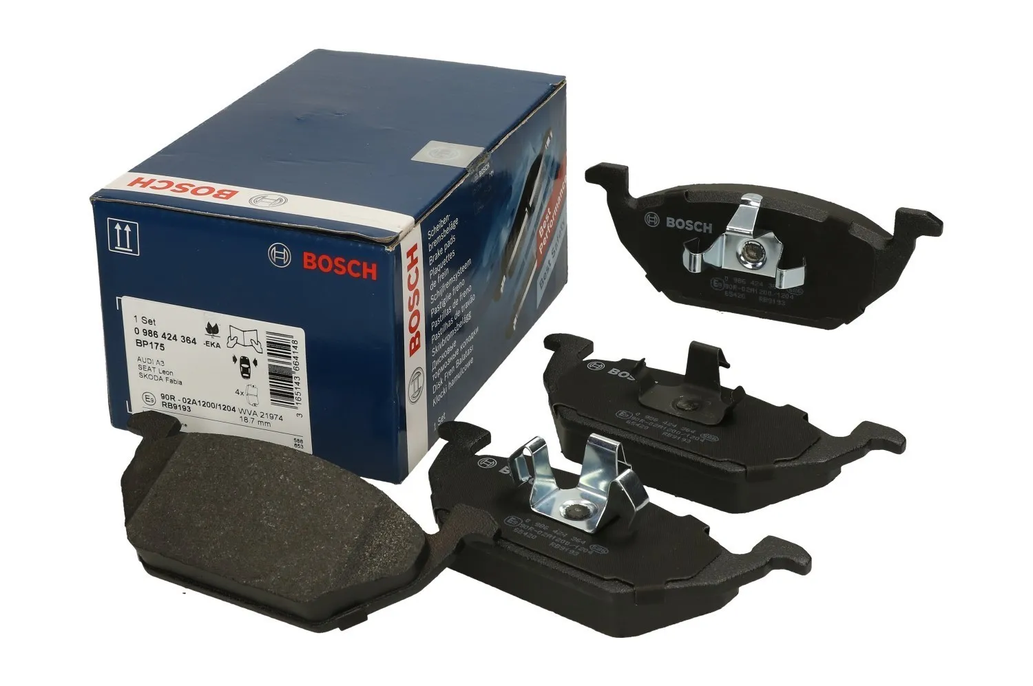 Remblokken set Bosch 0986424364 voor VW, SKODA, AUDI, SEAT