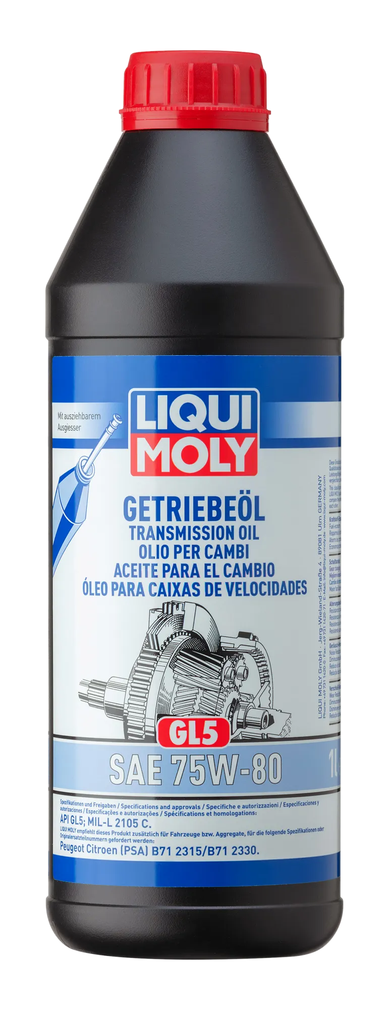 Liqui Moly 75W80 GL5 Versnellingsbakolie 3658 (1L) API GL5 MILL2105C B712315 B712330