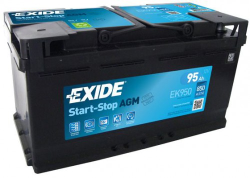 Exide EK950 Accu 95AH AGM Batterij 850A 12V Start Stop B13 ( +R ) 353X175X190 EXIDE
