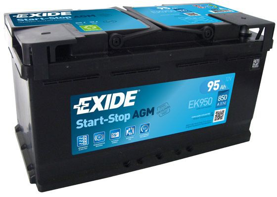 Exide EK950 Accu 95AH AGM Batterij 850A 12V Start Stop B13 ( +R ) 353X175X190