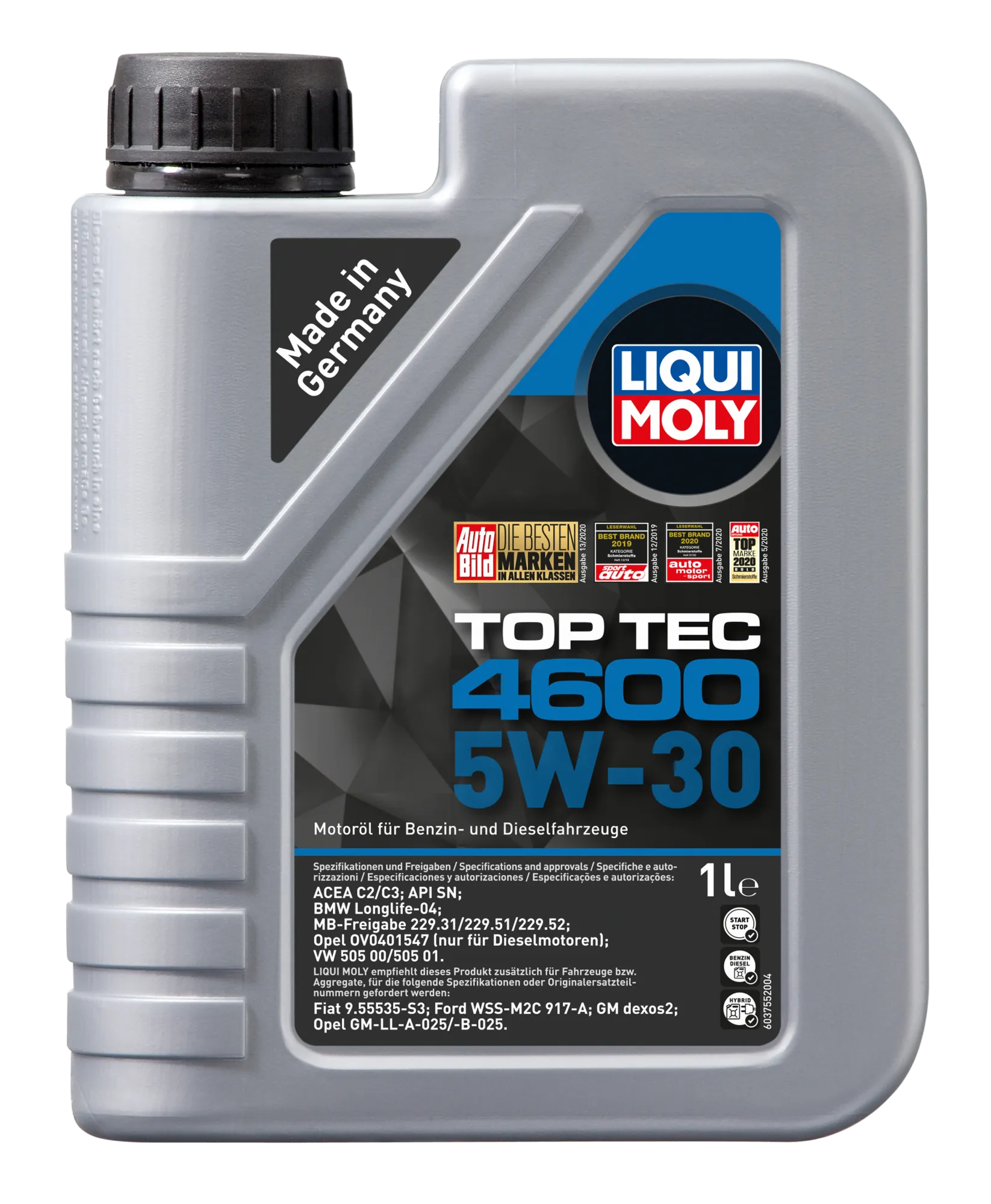 Liqui Moly 5W30 Top Tec 4600 Synthetisch Motorolie 2315 (1L) Longlife-04 C2/C3 dexos2 4100420037559
