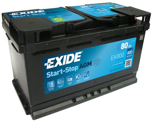 Exide EK800 Accu 80AH AGM Batterij 800A 12V Start Stop B13 ( +R ) 315X175X190