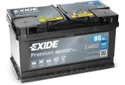Exide 85AH Accu EA852 Batterij 800A Premium Carbon Boost 2.0 12V Loodaccu B13 ( +R ) 315X175X175 EXIDE