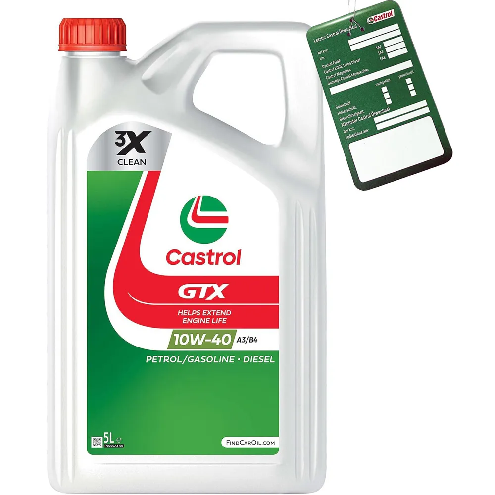 Castrol 10W40 GTX 15F8FC 3x Clean A3/B4 (5L) Motorolie voor Benzine en Diesel motoren